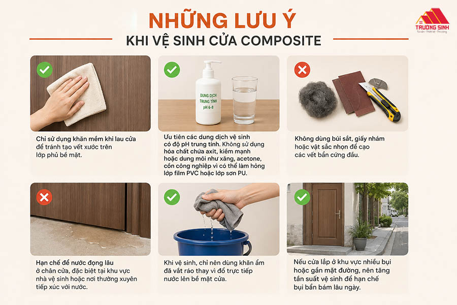 Những lưu ý khi vệ sinh cửa Composite